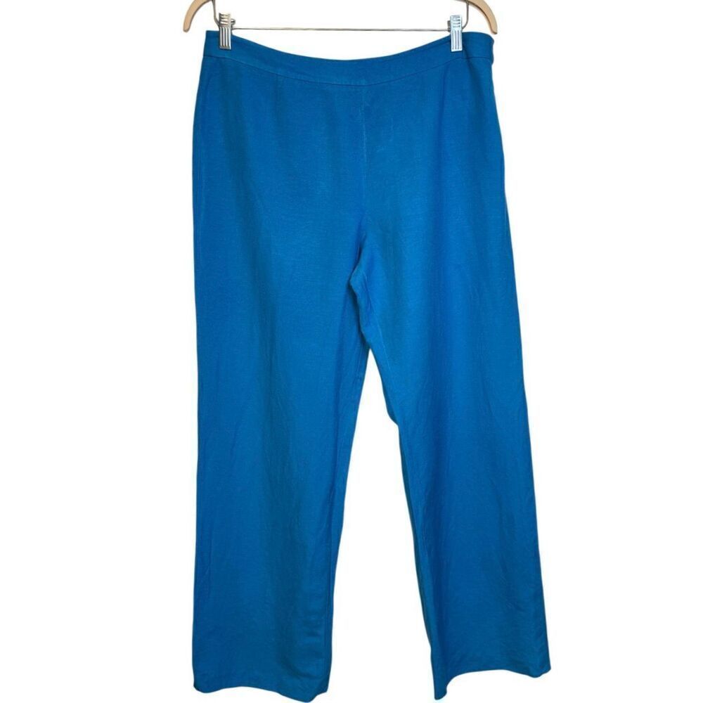 Kasper Women’s Linen Pants Side Zip Sz. 12 Blue